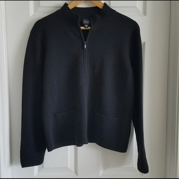 Eileen Fisher Italian wool zip cardigan sweater - Picture 2 of 5